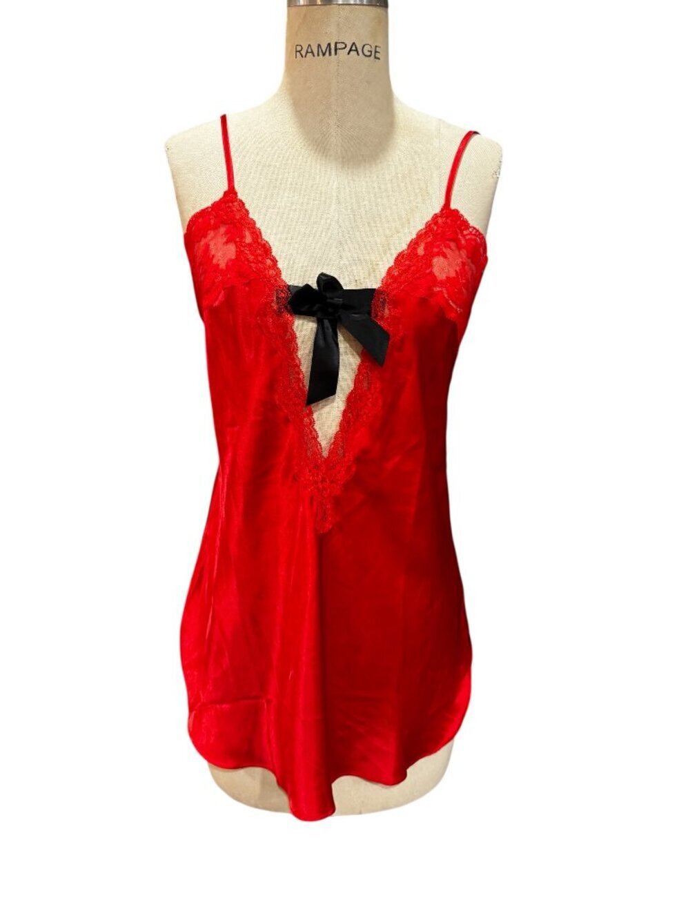 Victoria’s Secret Red Lace Cami Satin Slip Top Medium Y2K